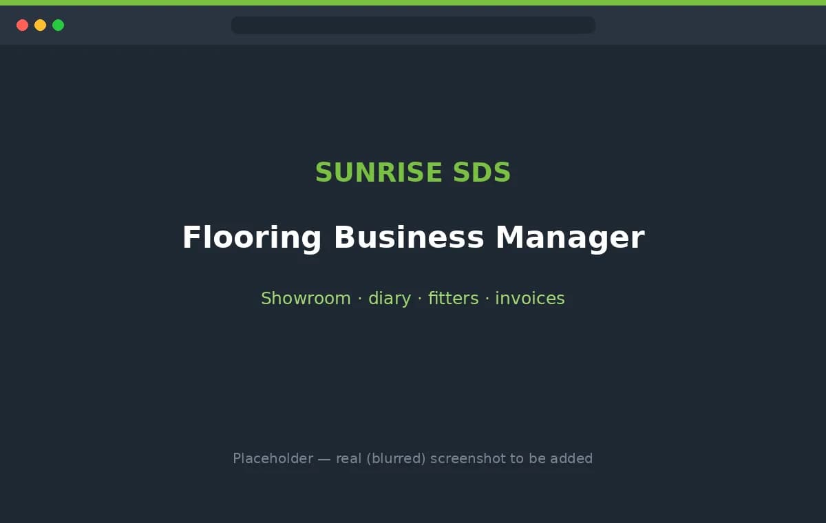 Flooring business manager — showroom, diary, fitters and invoices in one system