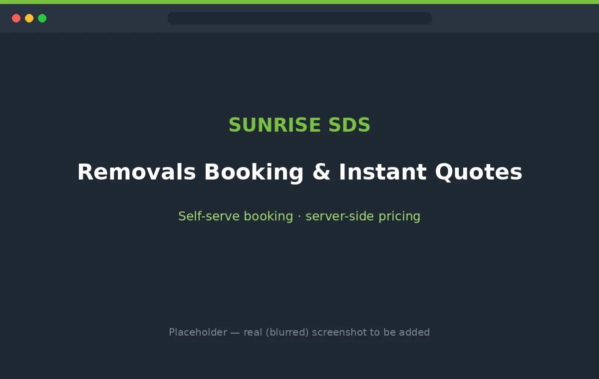 Removals booking platform — instant quotes and self-serve booking