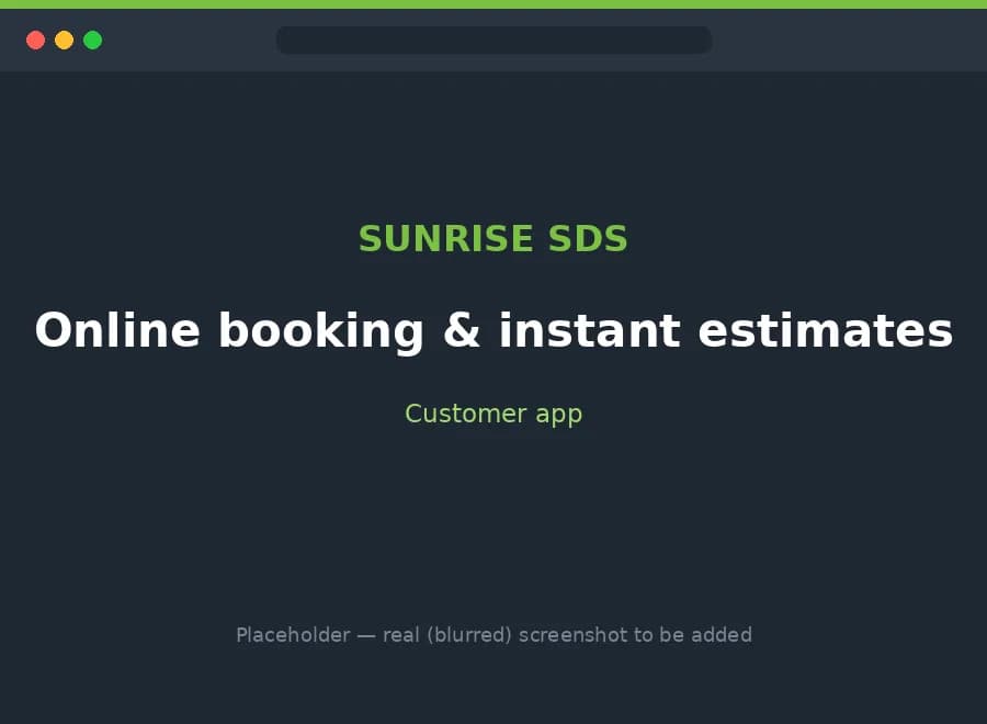 Customer booking screen with a photo-based free estimate