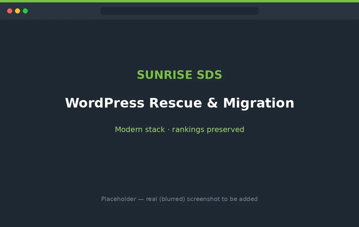 WordPress migration — rebuilt on a modern stack with rankings preserved